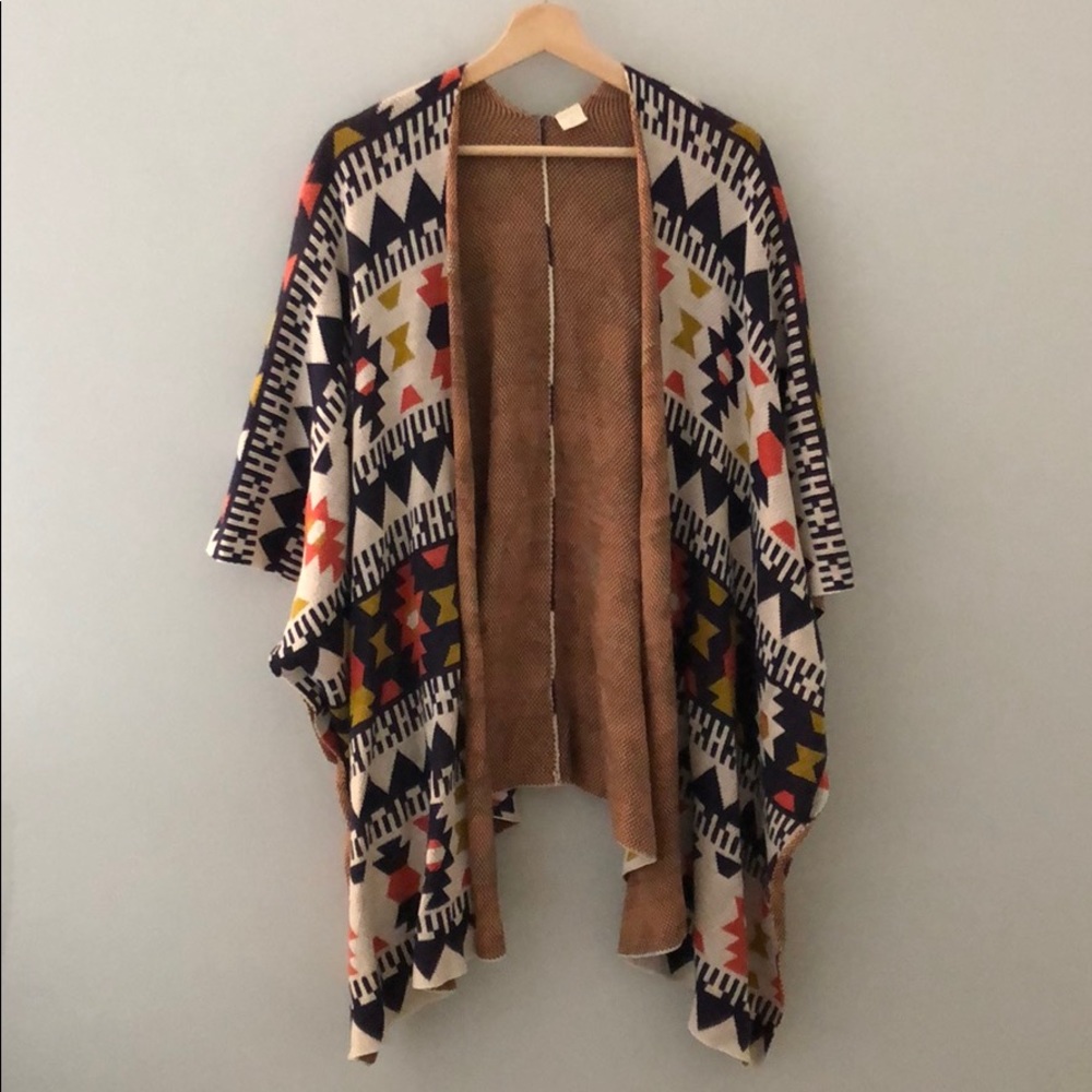 Aztec Print Knit Poncho